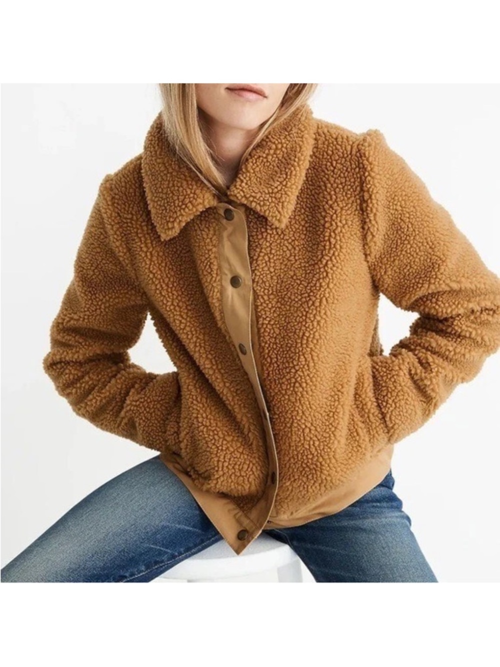 Madewell Sherpa Portland Jacket in Distant Sand Melange / Tan